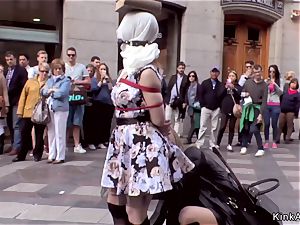 slim Spanish bitch ass-fuck pummeled in public