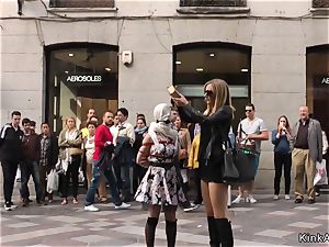 slim Spanish bitch ass-fuck pummeled in public