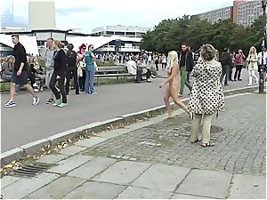 blonde Czech nubile showing her super hot bod naked in public